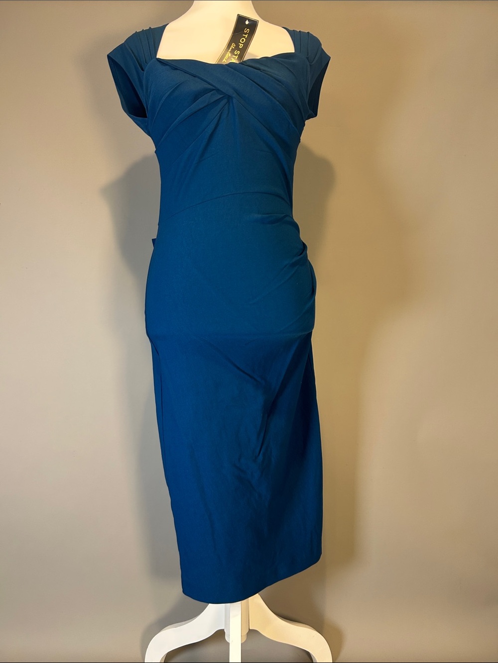 Stop Staring TwistFront Wiggle Retro Glam Gown Cocktail Dress Worn 1x wTag PinUp